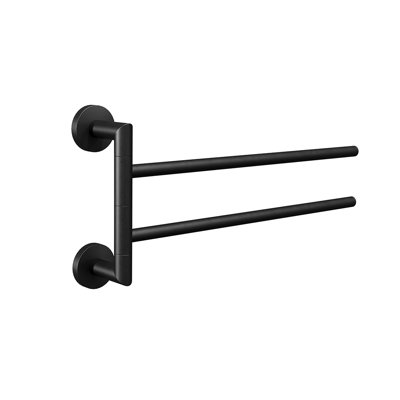 Summit Wall-Mounted Swivelling Towel Bar - Matte Black, Premium Brass Construction, Installation Hardware Included
