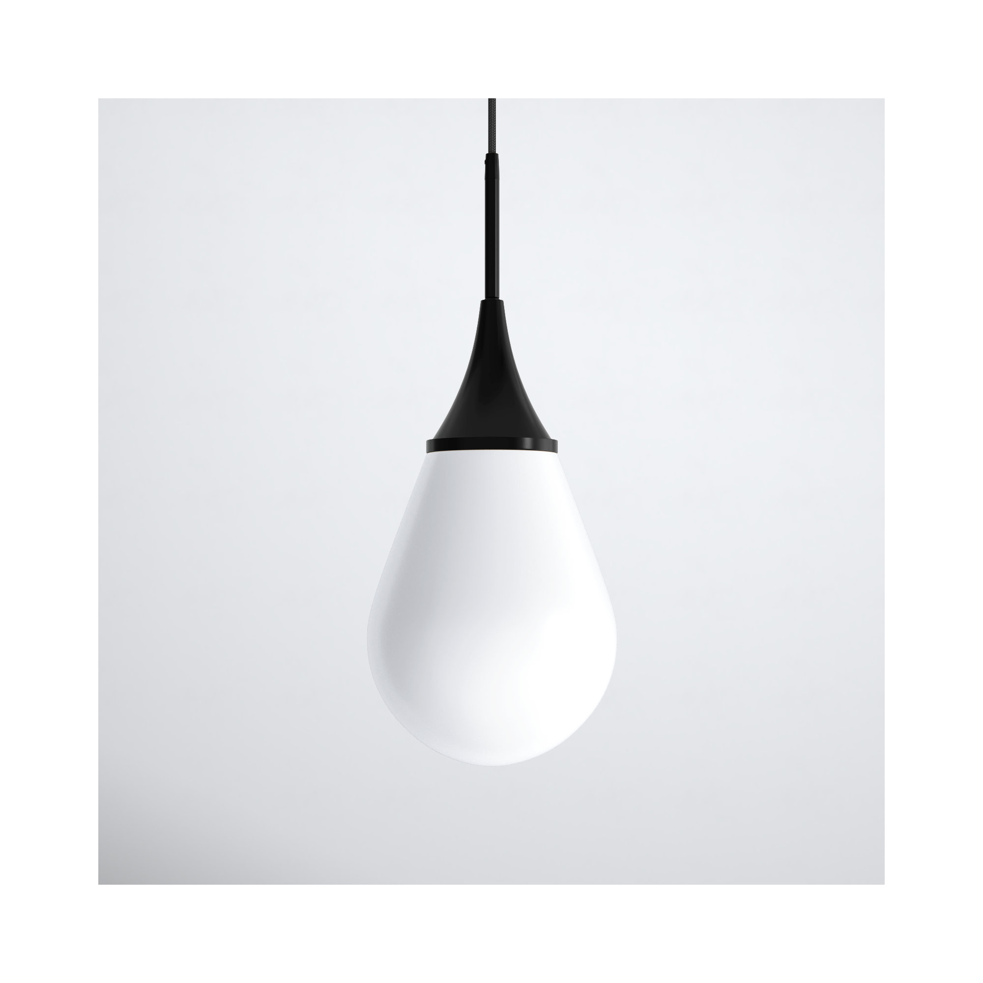 Hoye Single Light Glass Dimmable Pendant, Blackened Bronze, White, 19.12"H x 7.63"W x 7.63"D