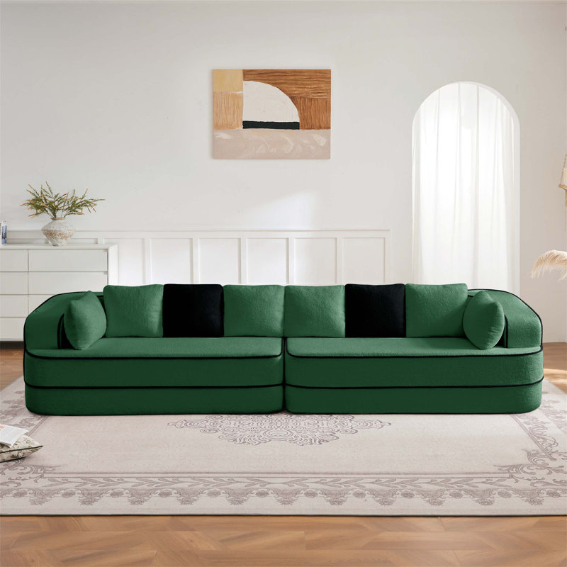 Aucun assemblage de canapés en tissu avec éponge haute densité 32D, accoudoirs incurvés et conception ergonomique pour le confort du salon