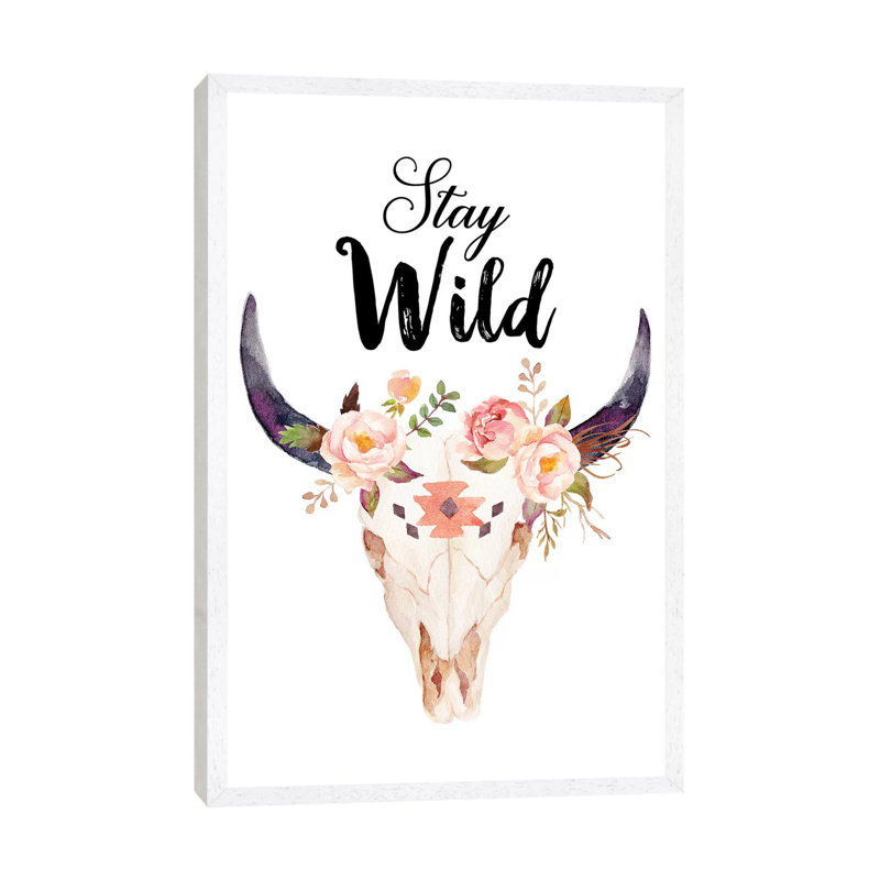 Stay Wild - Print on Canvas, 101.6cm H x 66.04cm W x 3.81cm D, White Framed