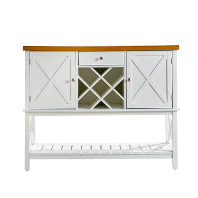Bar Cabinet Console Table With 2-Door Cabinet & 1 Drawers, Coffee Bar, Wine Rack,Entryway Table With Storage Shelf, Sofa Tables Buffet Sideboard For Kitchen, Hallway, Dining, Living Room, White