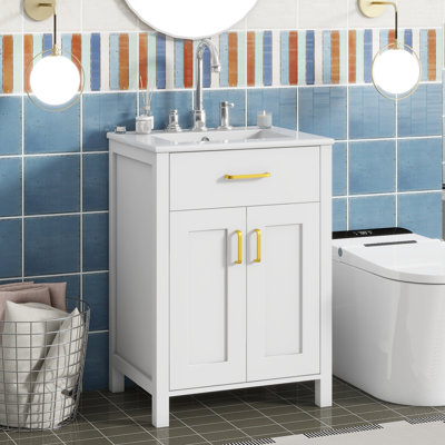 Chrisel 24'' Single Bathroom Vanity with Ceramic Top