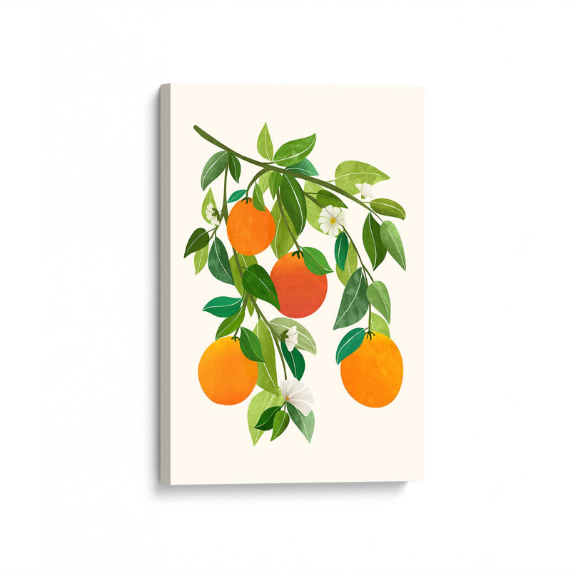 «Oranges and Blossoms II Tropical Fruit» par Modern Tropical, reproduction d'art, H 24 po x l 18 po, Toile tendue
