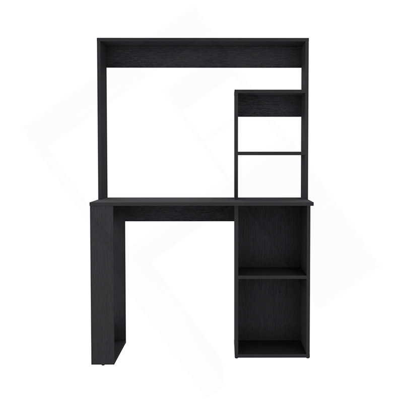 Maine Desk With Hutch And  Shelves, Black