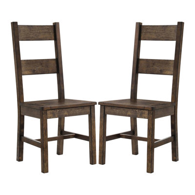 Rustic Golden Brown Dining Side Chairs (pair) - Back Style, Rustic, Brown, Rubberwood, 43.21" H X 18.5" W 21.48" D, 300 Lbs Weight Limit ( Of 2) Main Color, Rubberwood Material, Support