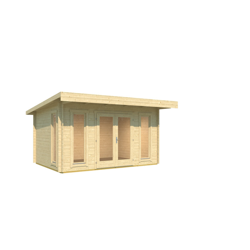 Lasita Banbury 13.5 x 10 Ft. Pent Roof Log Cabin With Single Glazing (28mm), Banbury Natural Wood