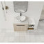 Meuble-lavabo flottant de conception moderne avec lavabo d'art en céramique et petites tablettes de rangement