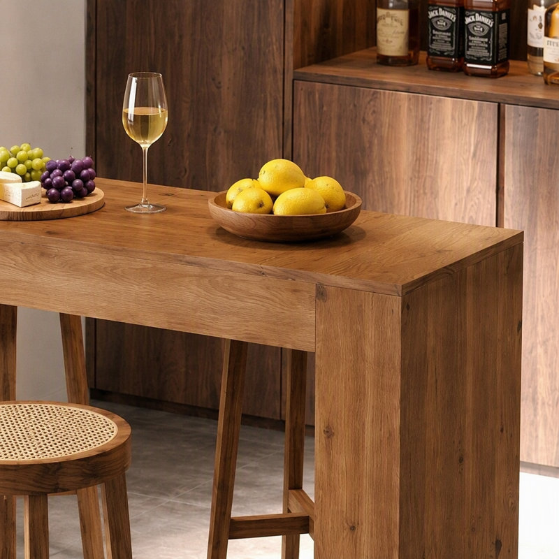 Table de bar 70,9 po en bois massif, table rectangulaire à hauteur de comptoir Farmhouse