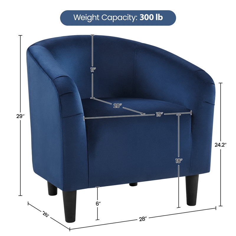 Robeson 28" Wide Velvet Barrel Chair, Navy Blue Velvet