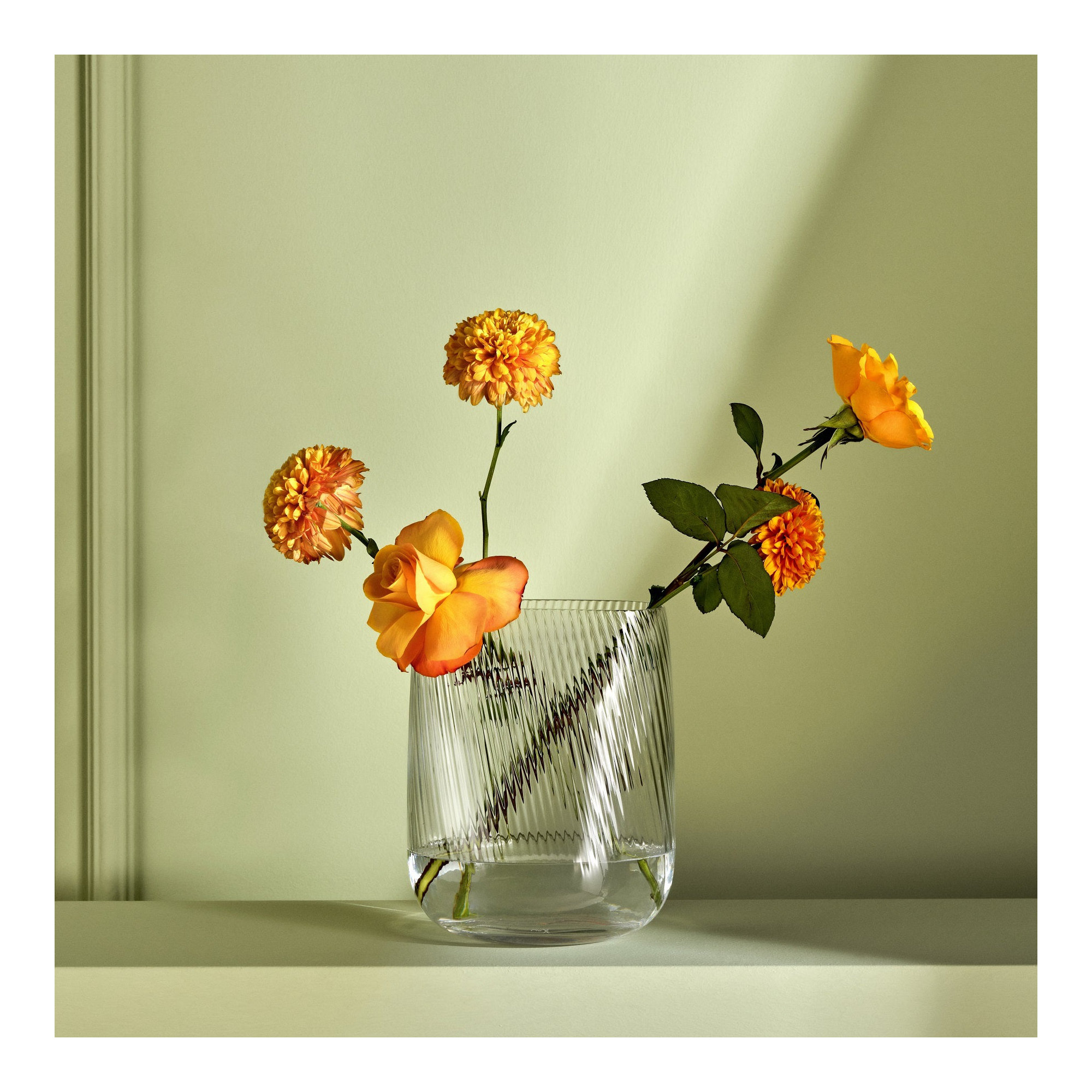Opti Handmade Lead Free Crystal Table Vase, Clear, overall height- 9.55"