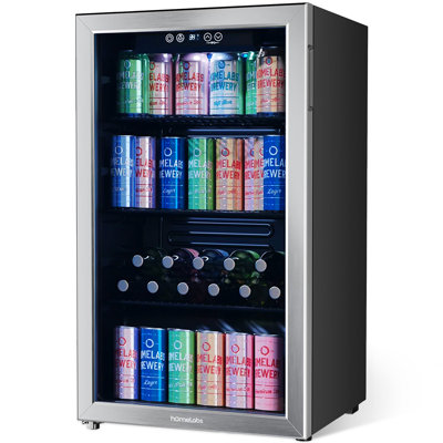 hOmeLabs Beverage Refrigerator and Cooler - Glass Door Mini Fridge with 120 Slim Cans Capacity on Fridge.com
