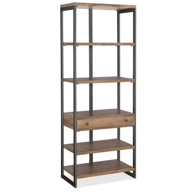 Industrial Bookcase with Mango Wood Shelves