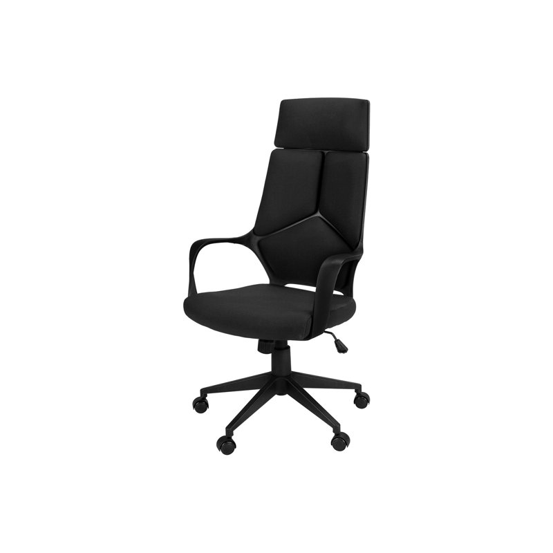 Fauteuil de bureau ergonomique pivotant à hauteur réglable, tissu noir, pivotant à hauteur de meuble de travail moderne, confortable pour le bureau