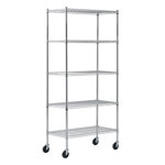 Mobile 36'' W Steel Shelving Unit with Wheels