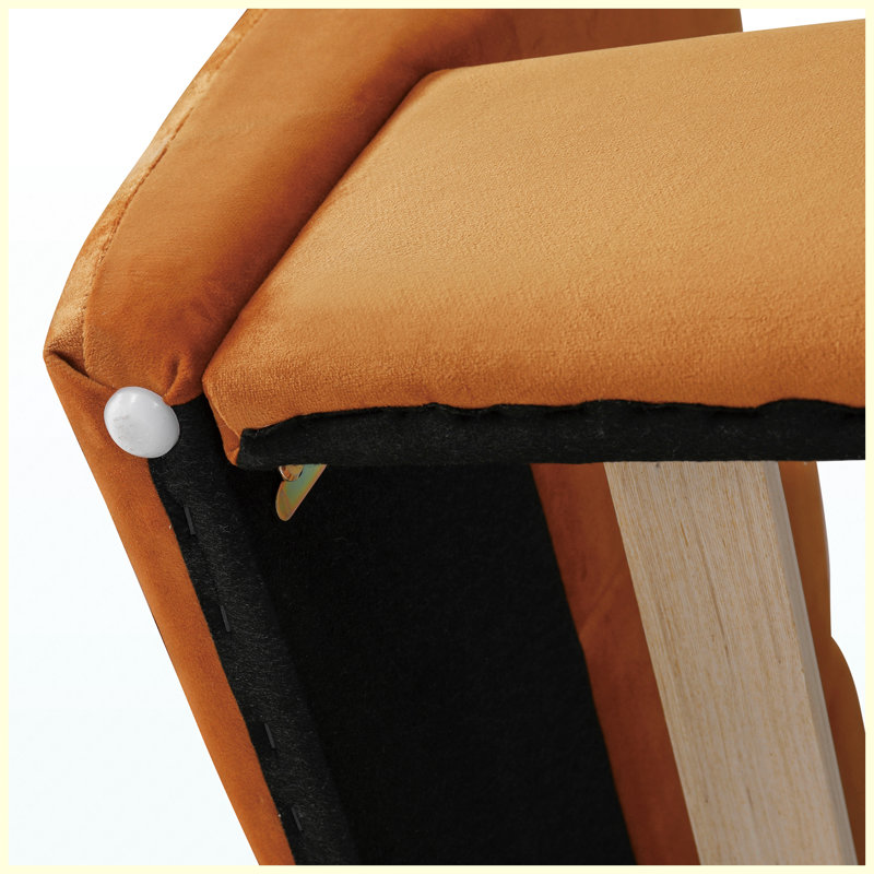 Lit tapissier orange en velours Pumpkin