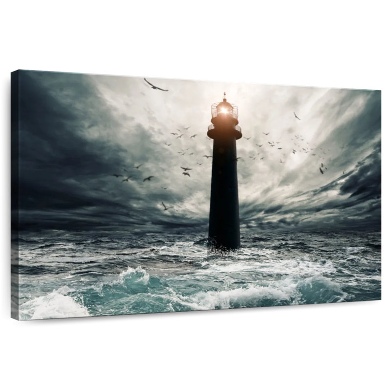 Aletra Lighthouse In The Storm, 26" H x 39" W