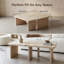 Ensemble de 2 tables basses modulaires de style travertin avec emboîtement en forme de L, séparables pour une utilisation flexible de l'espace et un style sans effort.
