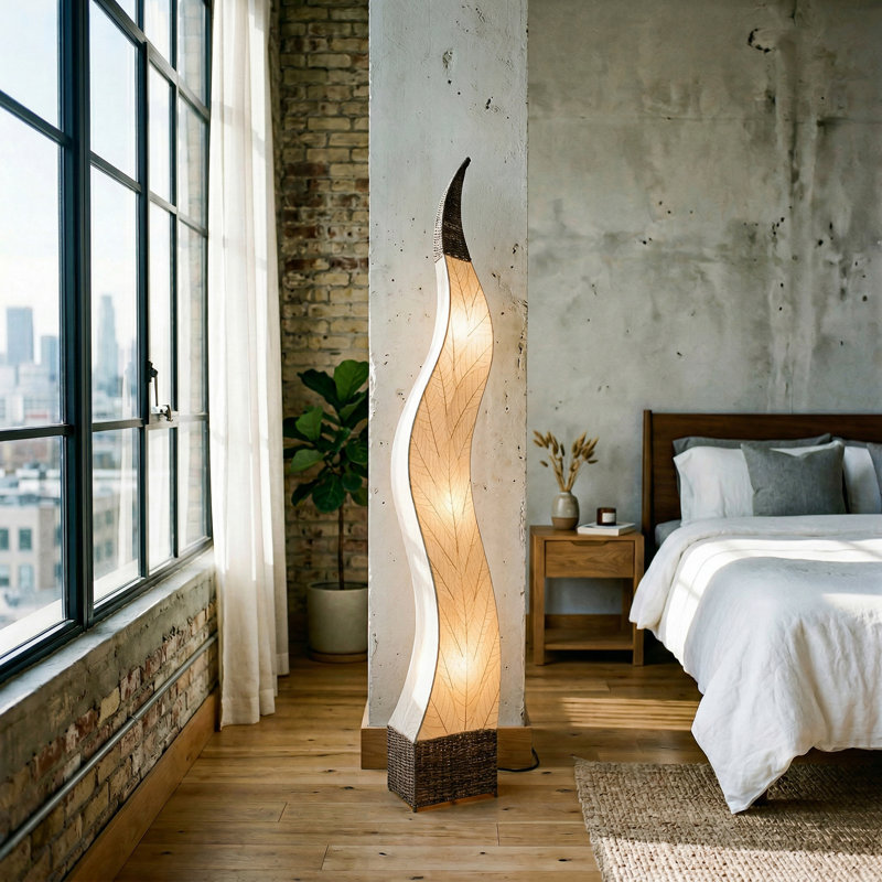 Lampe sur pied colonne 72 po Zoye, Naturel