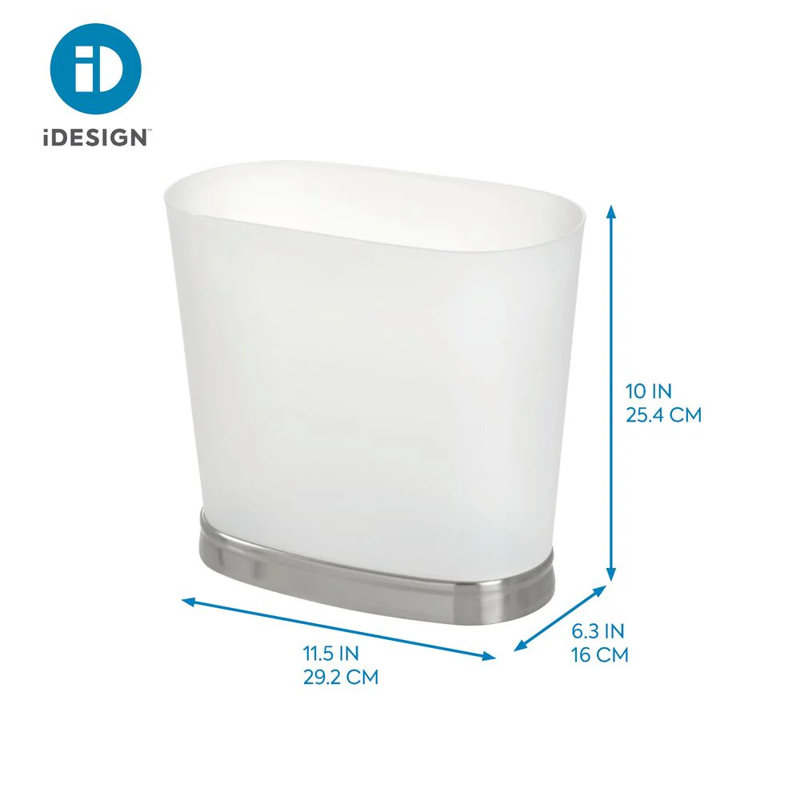 Gina Frosted Plastic Oval Wastecan with Brushed Nickel Base
