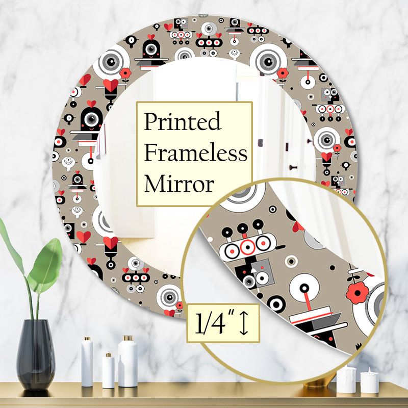 Miroir mural Amusing Lovers Robots, H 31,5 po x l po