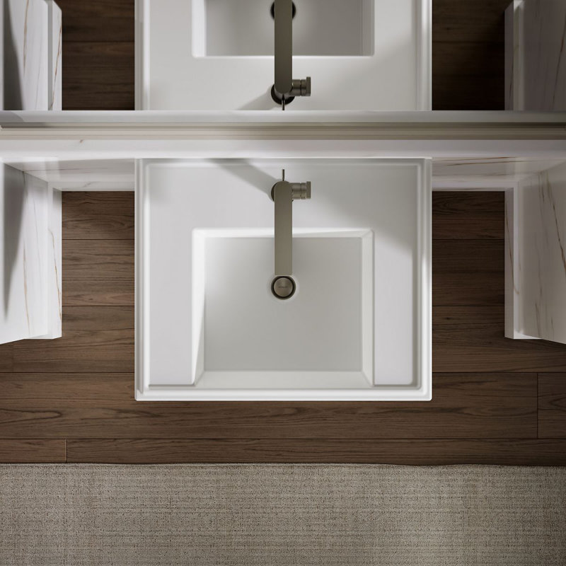Tresham® Ceramic 24" Pedestal Bathroom Sink with Overflow, White, Single Hole Faucet