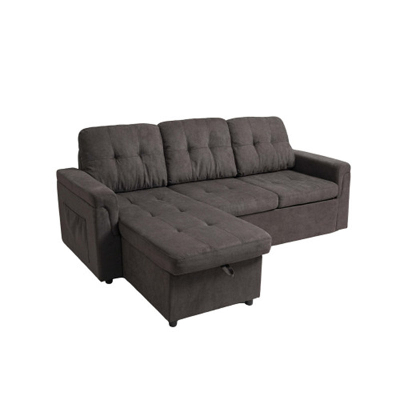 Canapé-lit rembourré, canapé modulaire en L avec rangement réversible, canapé-lit d'angle convertible avec canapé-lit escamotable