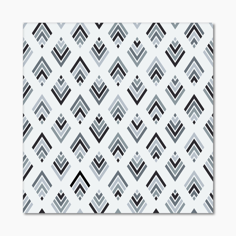 Gris et diamant noir géométrique - impression sur toile, Toile tendue, H 36 po x l 36 po