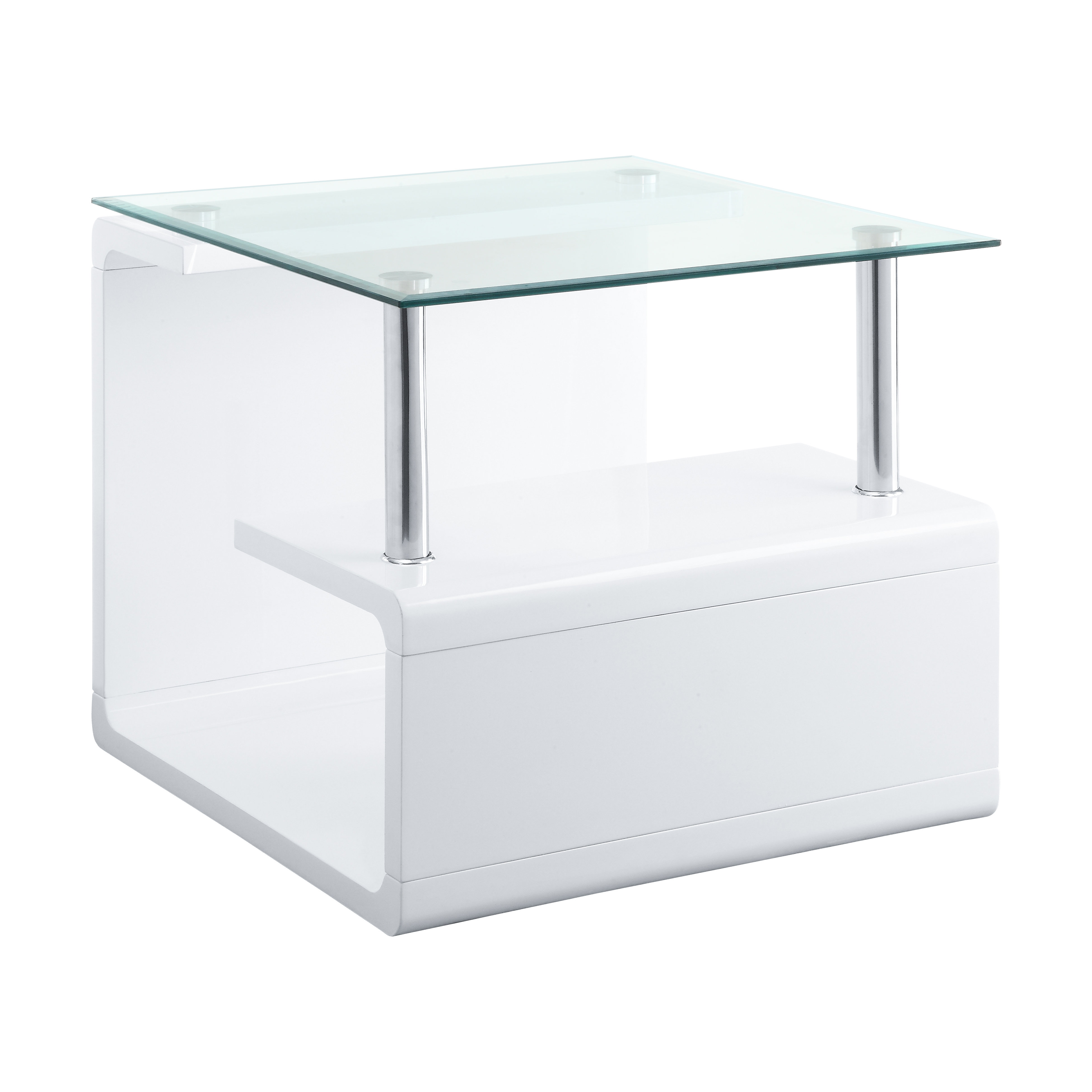 Ivy Bronx Watkin Glass Floor Shelf End Table | Wayfair