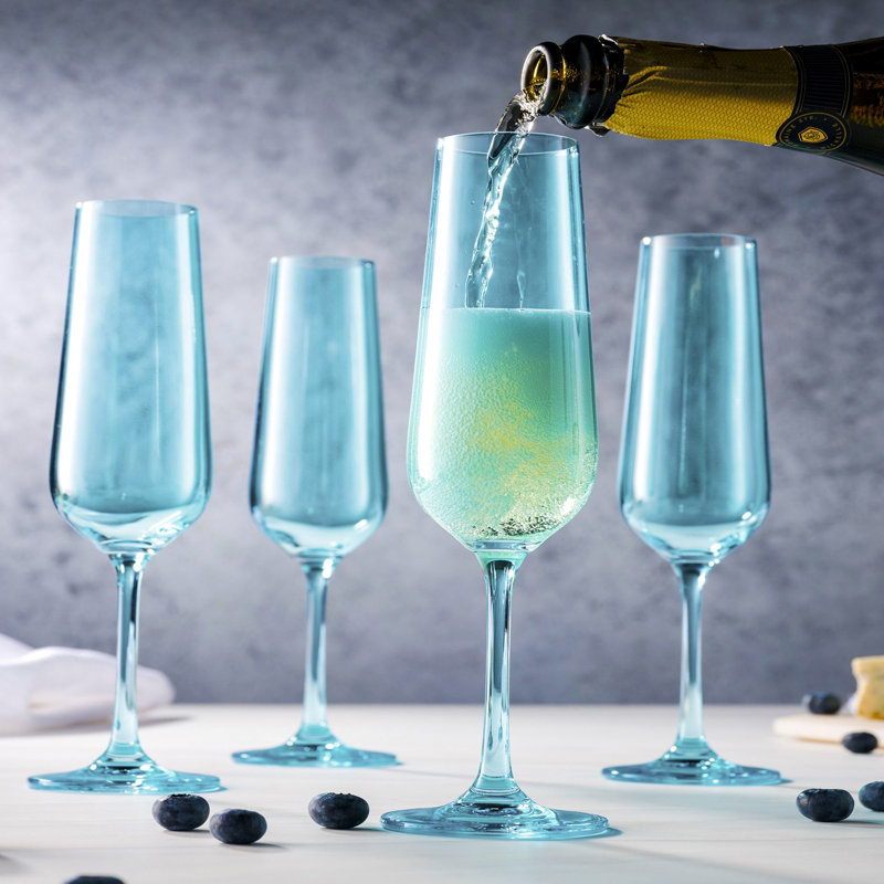 Flûte diaphane 8 oz, Bleu ciel