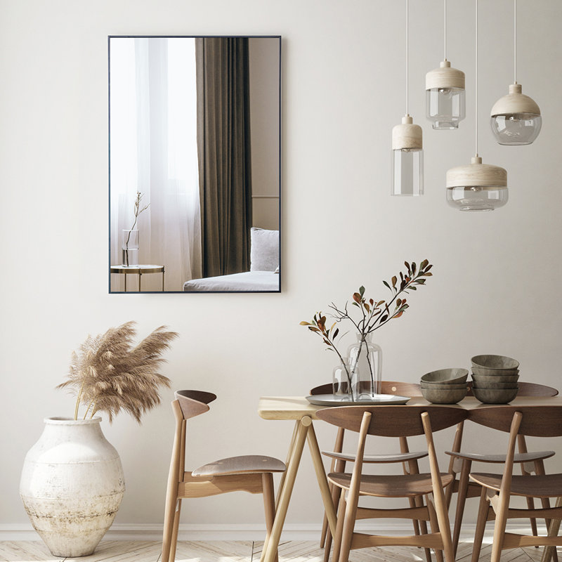 Avienne Metal Flat Wall Mirror, Black