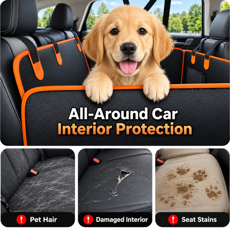 Fabriquée en cuir PU de qualité supérieure, cette housse rigide pour chien à l'arrière supporte jusqu'à 180 kg et sert à la fois de hamac imperméable et de protection de siège, avec une compatibilité universelle pour les VUS et les petits camions.