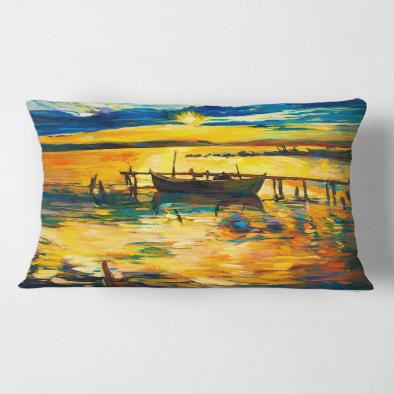 Housse et housse de coussin rectangulaire Boat Pendant Evening Glow at the Lake VI