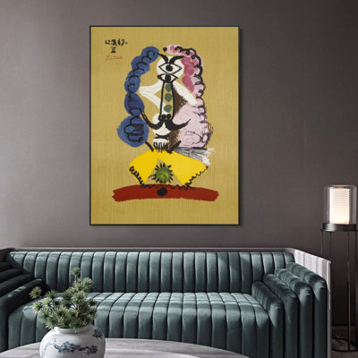 Encadré sur toile, estampe numérique, série Art # 411 par Pablo Picasso, art mural, décorations de bureau à domicile (cadre en bois de couleur mince, 18 po x 24 po)