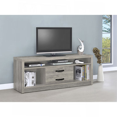 Bergeron Grey Driftwood 2-Drawer Engineered Wood TV Stand