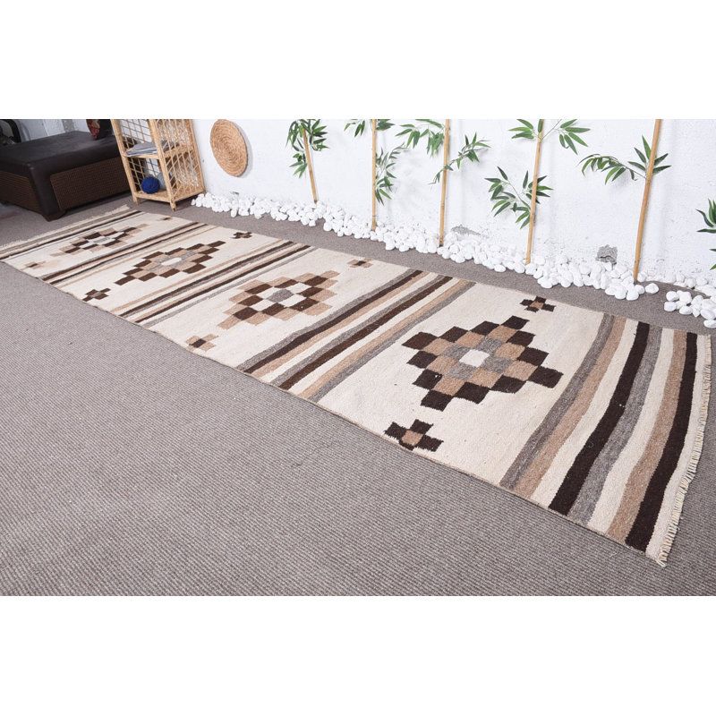 Tapis antique, tapis tissés à la main, tapis turcs, tapis long coureur, tapis beige, tapis rétro