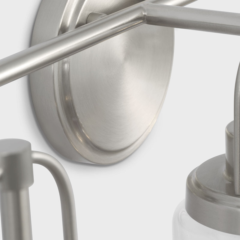 Anders Bathroom Bedroom Wall Fixture With Clear Shade, Brushed Nickel, 3 Lights, 10.5" H x 22" W x 6.75" D