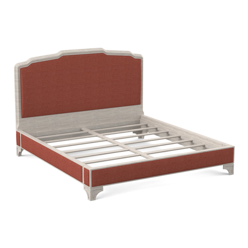 Nova Upholstered Bed, Bisque, Filigree Ivory 100% Polyester