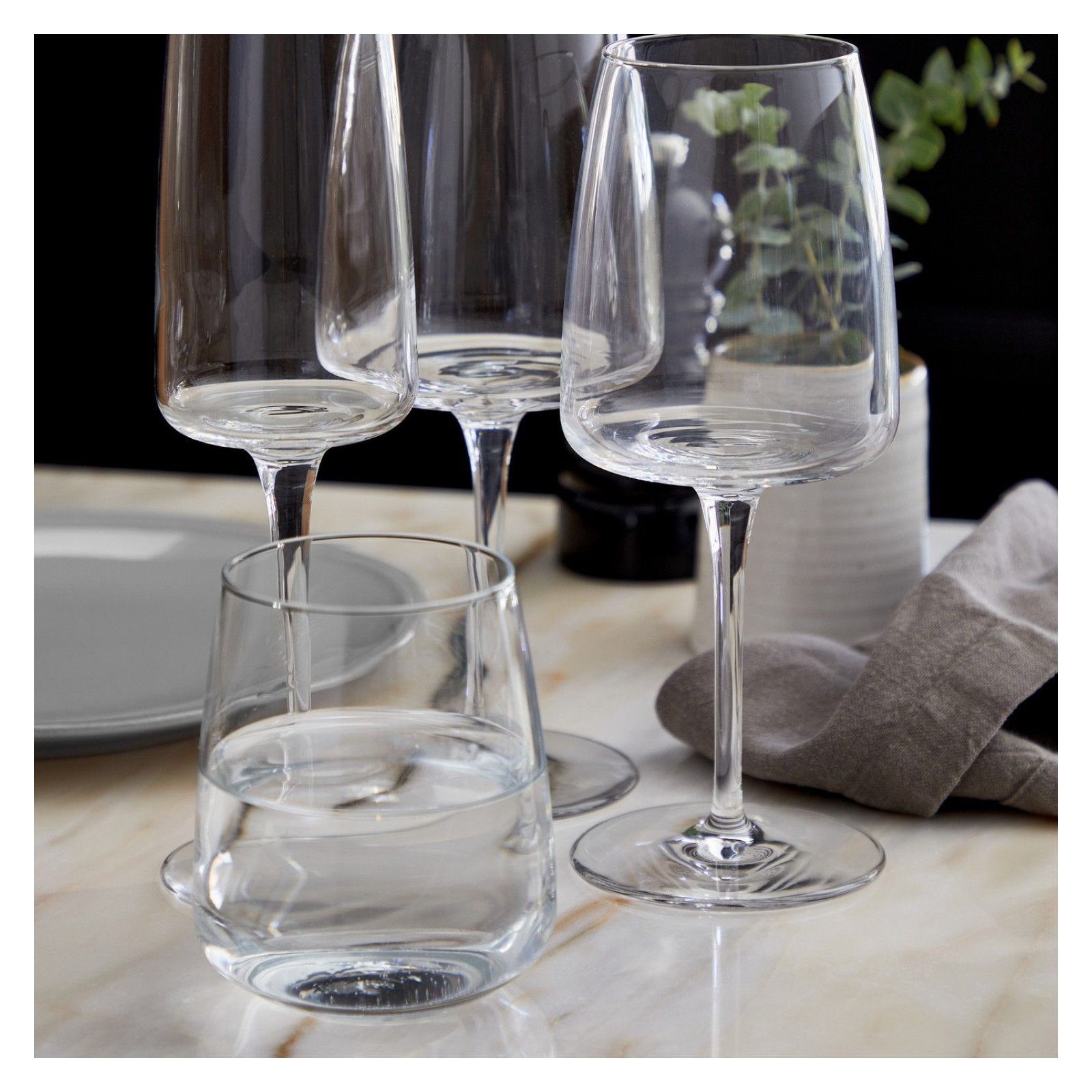 Vine Stemless Wine Glasses 8 oz, Clear, 8 Oz