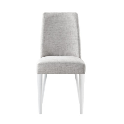 Chaise grise en tissu gris avec pieds blancs - Doux et polyvalent, rembourrage en mousse confortable, fabrication en bois massif