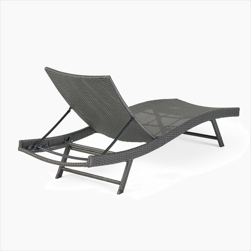 CHAISE EN PE WICKER, Gris