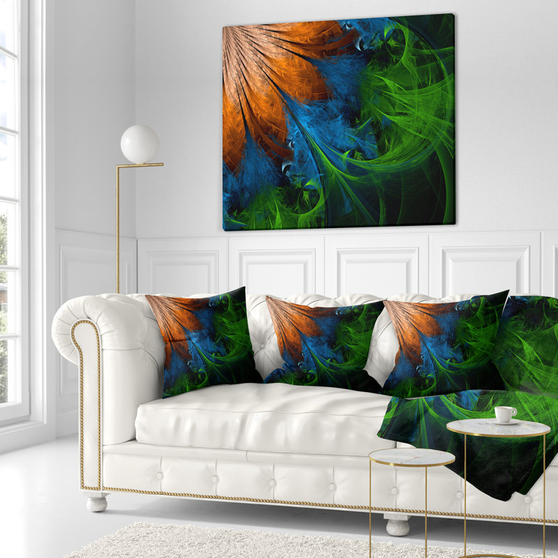 Coussin décoratif floral fractal, 18 po x 18 po, Coussin décoratif