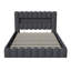 Linen Upholstered Ottoman Bed With Charging Station (USB/Type-C) & Smart LED Storage Headboard, Bubble Cloud Bed Frame in Grey/Beige (EU Double/King 140/160X200cm)-601598932-590994864