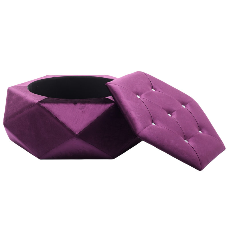 Polygon Diamond , Purple Velvet, , Ideal, Multi - Use, Footrest, Storage, Dorm Velvet Practical Storage And Comfortable Seating For Living Room, 34"L X 30.5"W 13.5"H