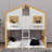 Twin-On-Twin House-Style Bunk Bed Fully Equipped With Roof, Window, Door, Safety Guardrails, And Ladder-352034355