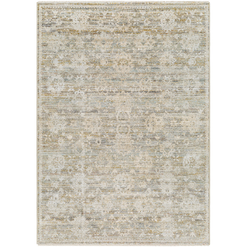 Floral Machine Woven Polypropylene Area Rug in Brown/Cream, Rectangle 9' x 12'7"