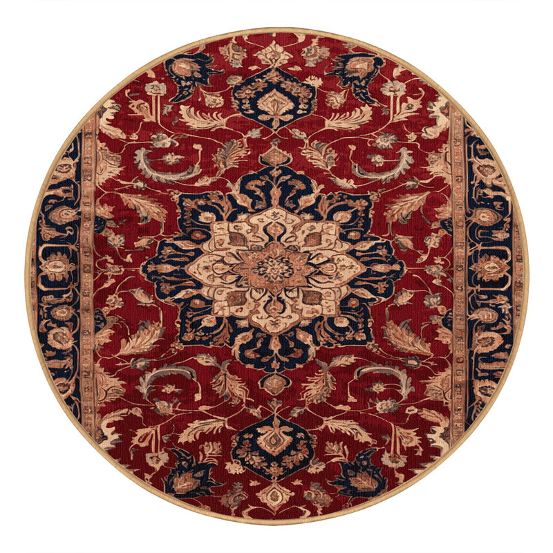 Tapis brun lavable à la machine, Rond 4 pi