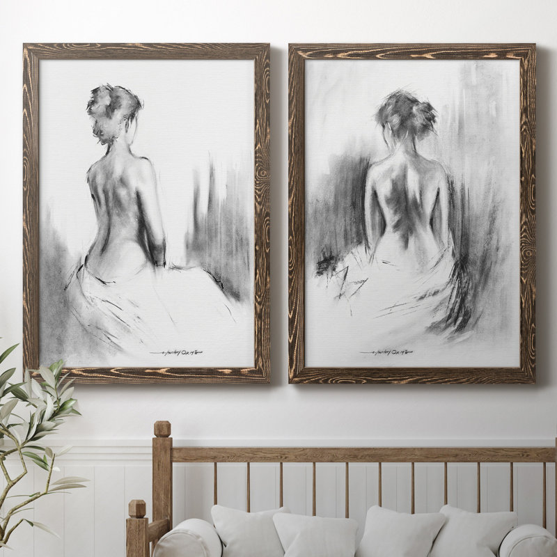 «Soft Silhouette I», ensemble de 2 reproductions d'art, H 37,5 po x l 55 po, Toile avec cadre érable, Érable
