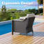 Ensemble de patio extérieur en osier 5 pièces avec chaises, repose-pieds, table d'appoint et coussins beiges en PE-132949081