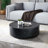 Vozelle 35.43'' Black Marble Round Coffee Table,Simple Modern Center Cocktail Table for Living Room office,No Need Assembly-1184124085-1161352958