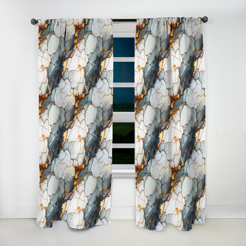 Grey Industrial Chic Marble Escape I - Glam Curtain - Velvet Room Darkening - 1 Panel, 52" W x 120" L